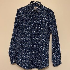 Ben Sherman BLUE FLORAL SKINNY FIT DRESS SHIRT - MULTI 14 1/2 32-33